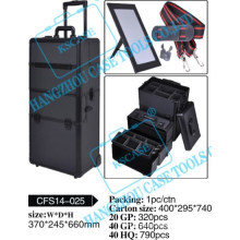 Popular New Design Aluminum Trolley Cosmetic Case with Wheels